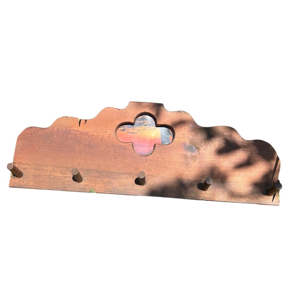 Vintage Wood Wall Rack Brown Wood Photo key rack wall mount cottagecore farmcore
